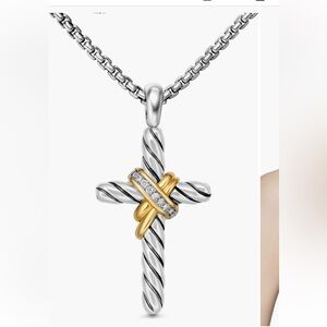 David Yurman CROSS NECKLACE WITH PAVE DIAMOND